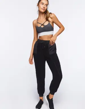 Forever 21 Active Faux Shearling Joggers Black