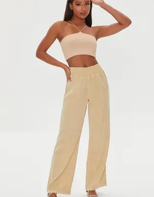 Forever 21 Smocked Chambray Pants Cappuccino