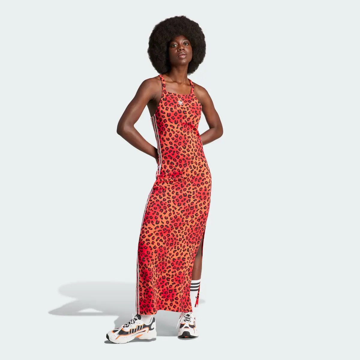 Adidas Originals Leopard Luxe 3-Stripes Maxi Dress. 2