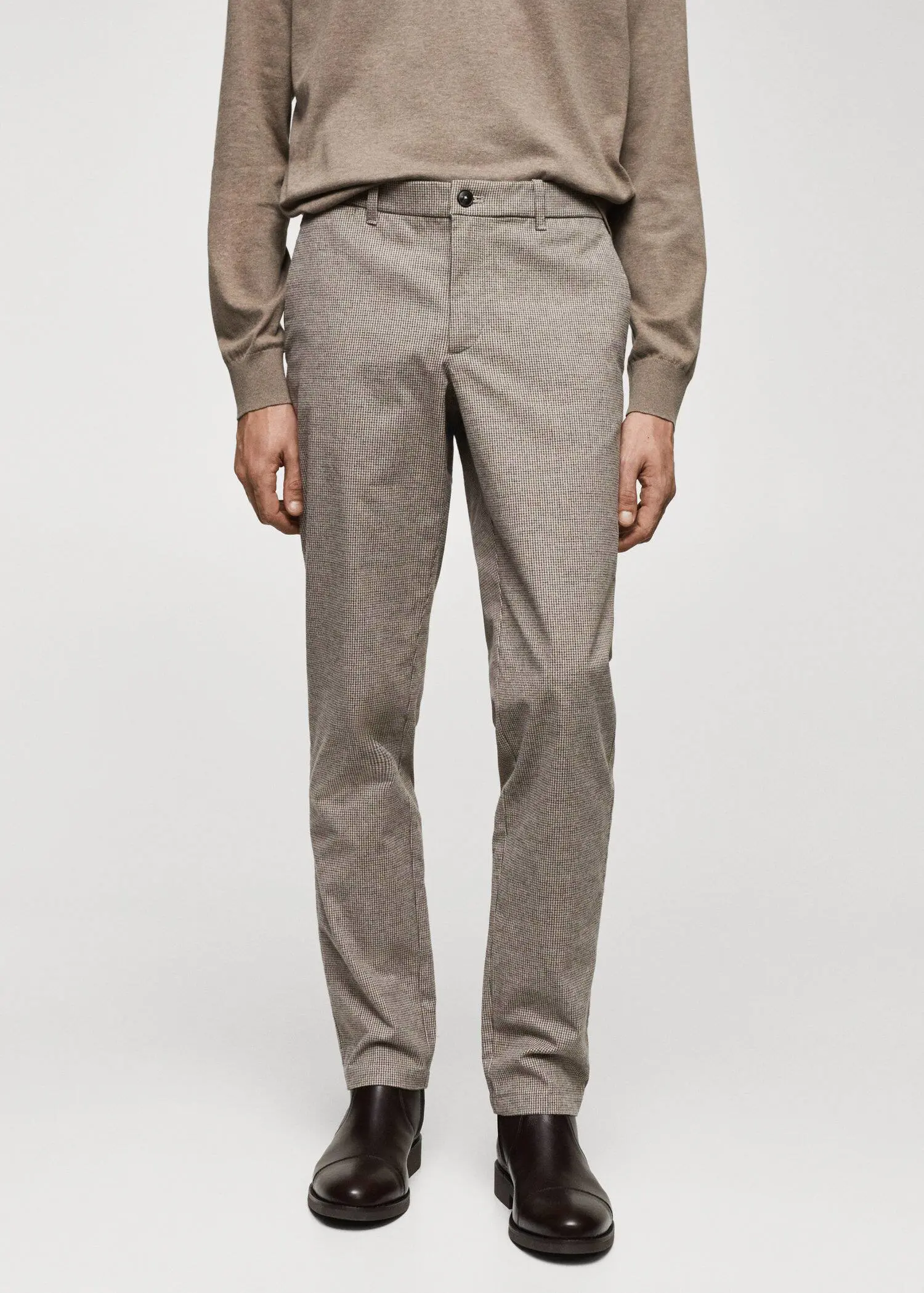 Mango Slim-fit cotton micro-houndstooth slim-fit trousers. 2