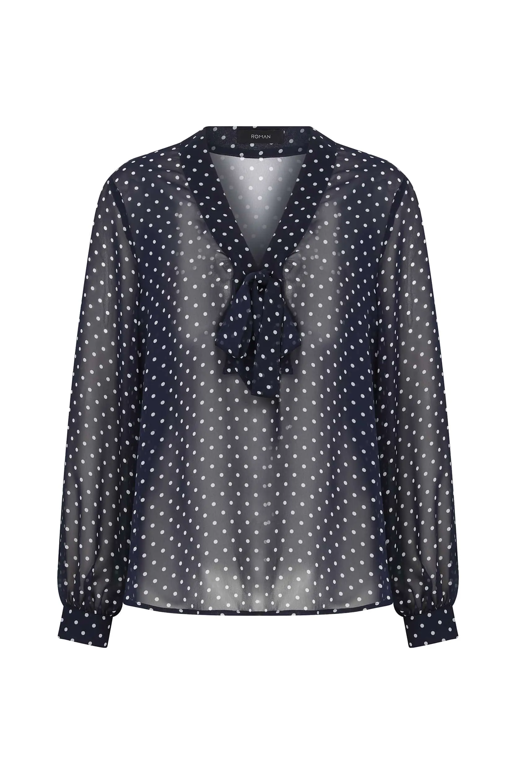 Roman Tie Detailed Polka Dot Sheer Blouse - 4 / Original. 1