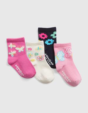 Toddler Butterfly Crew Socks (4-Pack) multi