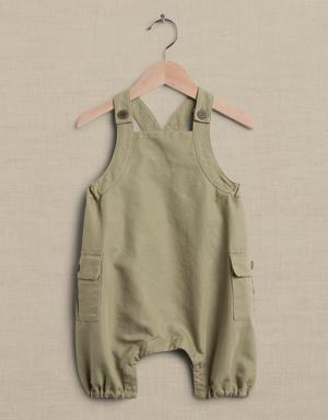 Cotton-Linen Bubble Romper for Baby green