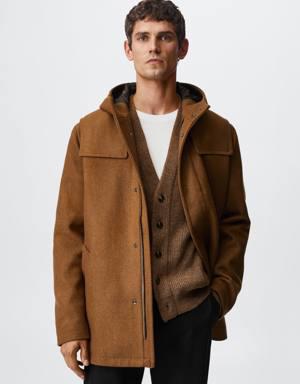 Hooded wool coat