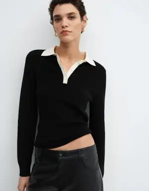 Knitted polo neck sweater
