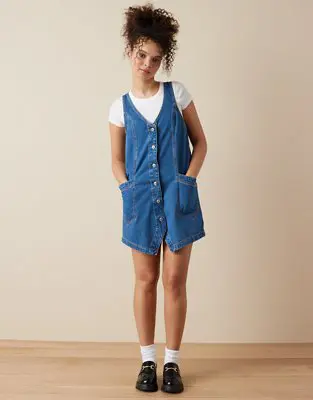 American Eagle Denim Pinafore Dress. 1