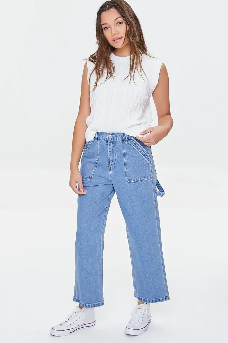 Forever 21 Forever 21 Cargo Straight Leg Jeans Medium Denim. 1 Forever 21 Forever 21 Cargo Straight Leg Jeans Medium Denim. 1