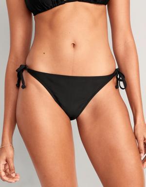 Low-Rise String Bikini Swim Bottoms for Women black