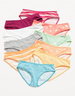 Stretch-to-Fit Bikini Underwear 10-Pack for Girls multi