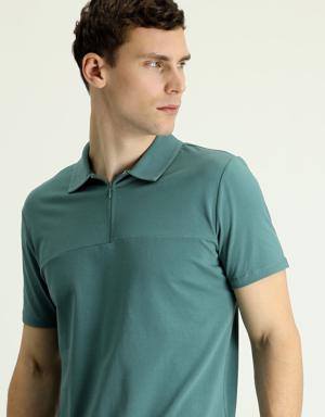 Polo Yaka Slim Fit Fermuarlı Tişört