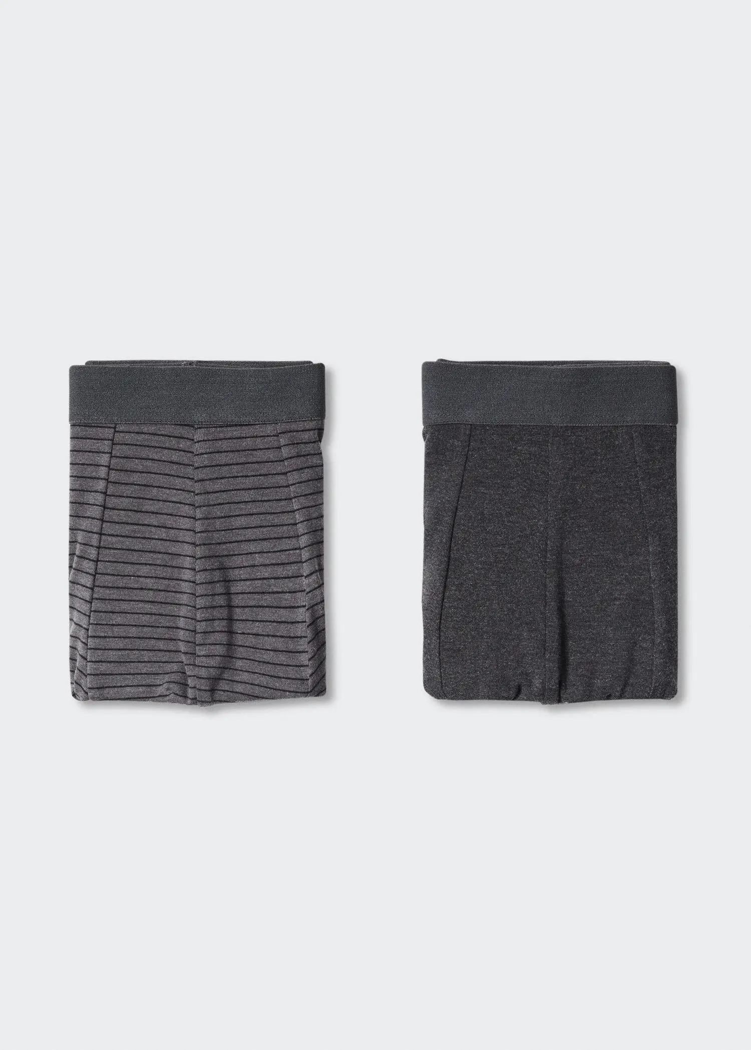 Mango Basic boxer 2 pack. a pair of black and gray boxers on a white background 