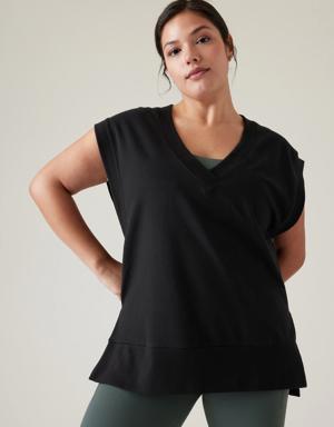 Athleta Retroterry V&#45Neck Sweatshirt Tee black