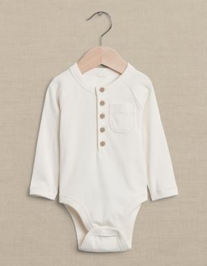Banana Republic Essential SUPIMA® Henley Bodysuit for Baby white
