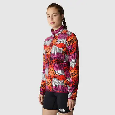 The North Face Women&#39;s 100 Glacier Printed 1/4 Zip Fleece. 1