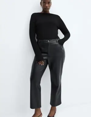 Mango Leather-effect straight trousers