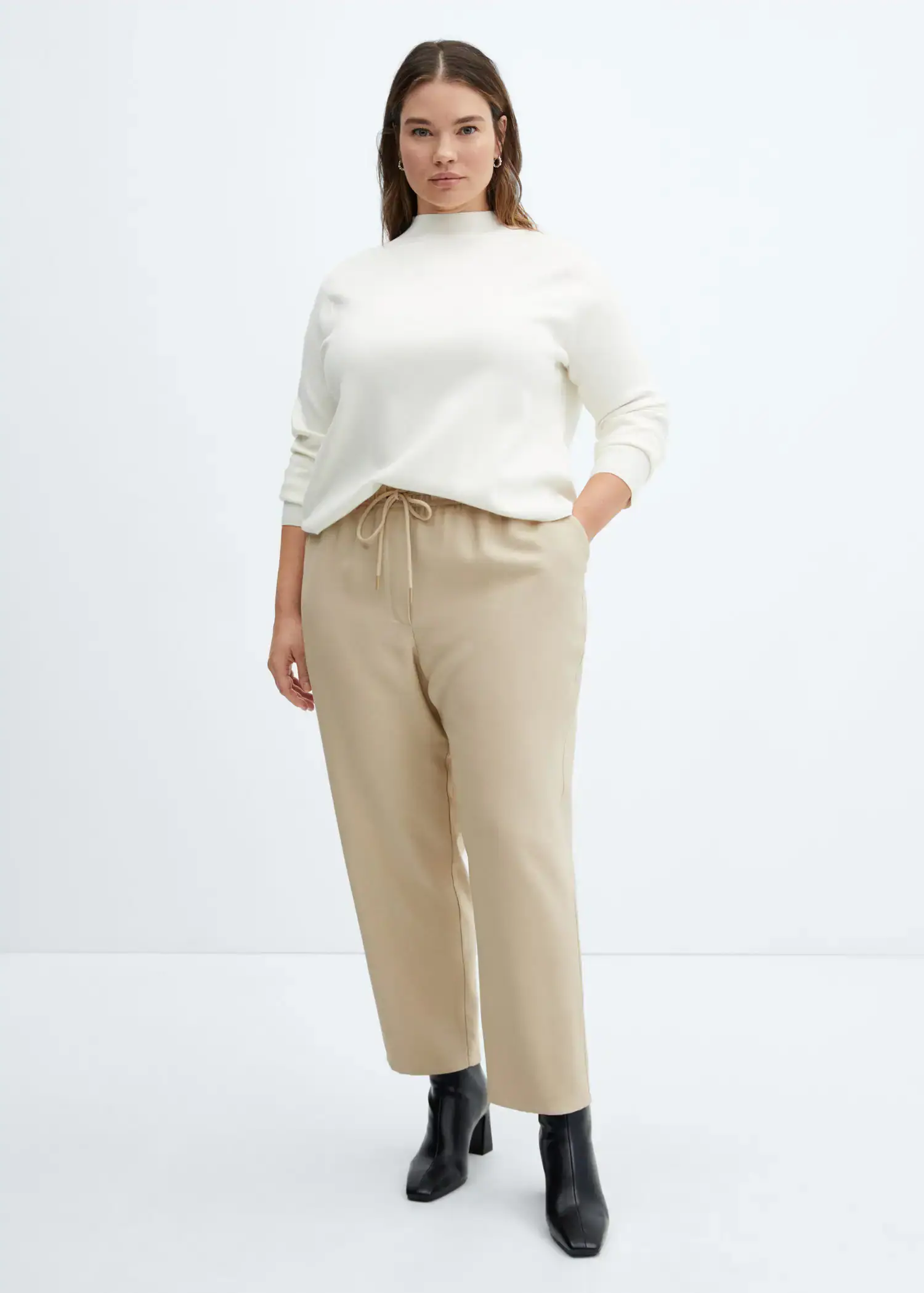 Mango Flowy straight-fit pants with bow. 1