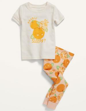 Unisex Printed Pajama Set for Toddler & Baby orange