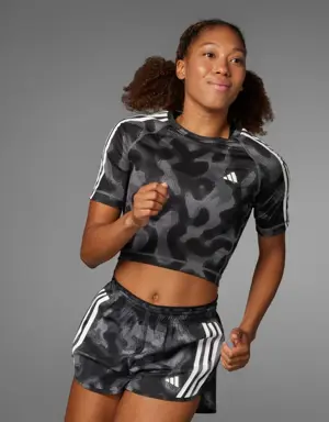 Adidas Own the Run 3-Stripes Allover Print Shorts
