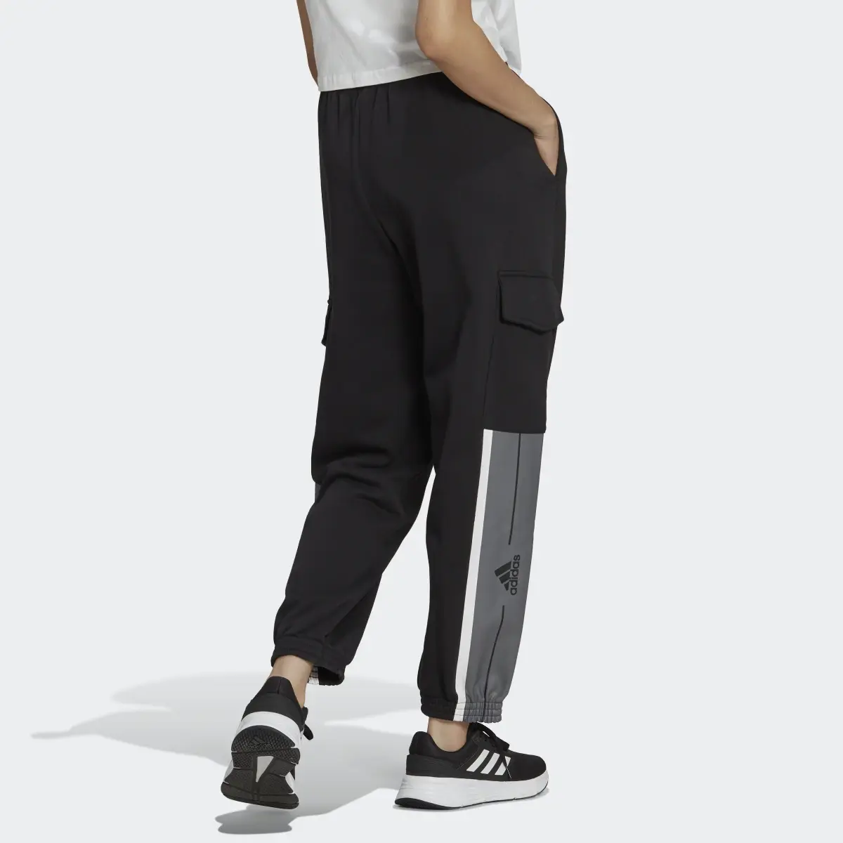 Adidas Essentials Pin Stripe Block Fleece Cargo Pants. 2