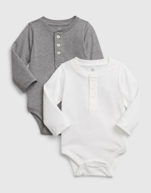 Baby Henley Bodysuit (2-Pack) white