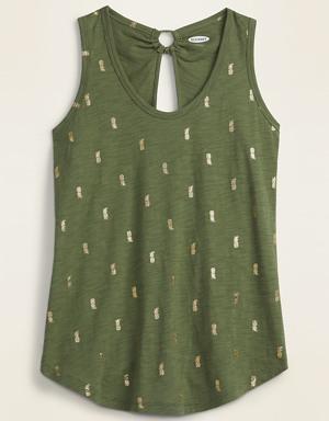 Slub-Knit Tie-Back Tank Top for Women green