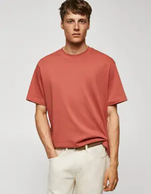 Mango T-shirt básica de 100% algodão relaxed fit