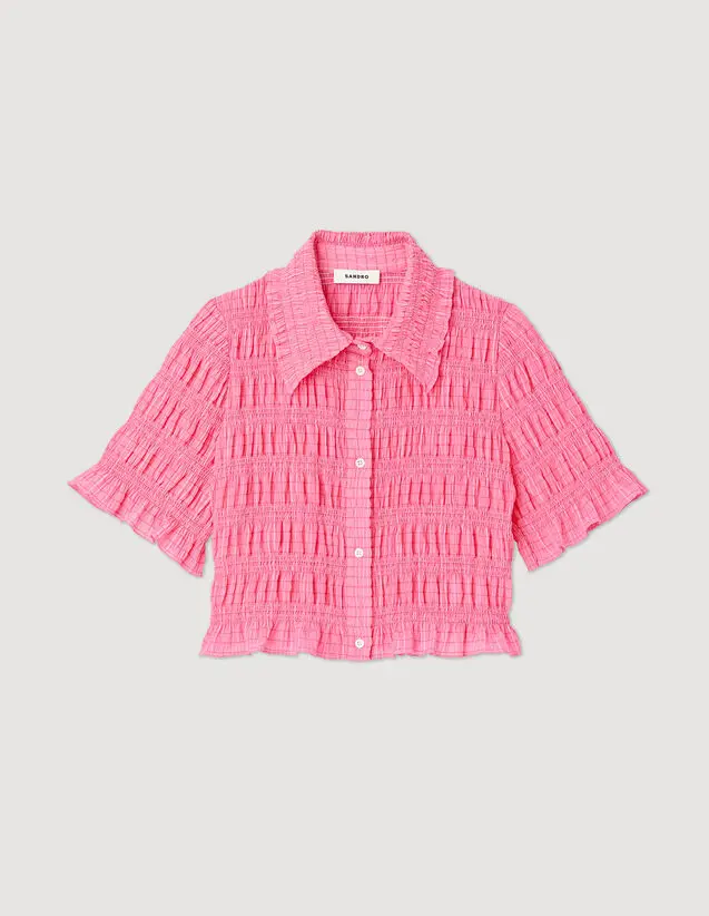 Sandro Cropped smocked shirt Login to add to Wish list. 2