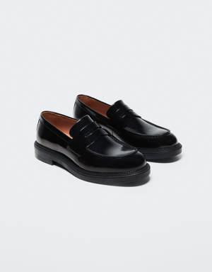 Fur patent loafers