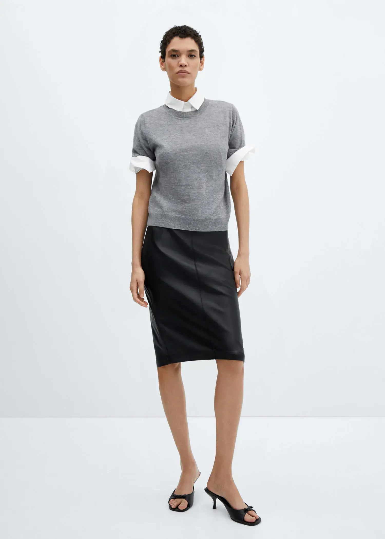 Mango Faux-leather pencil skirt. 1