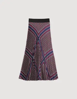 Printed pleated long skirt