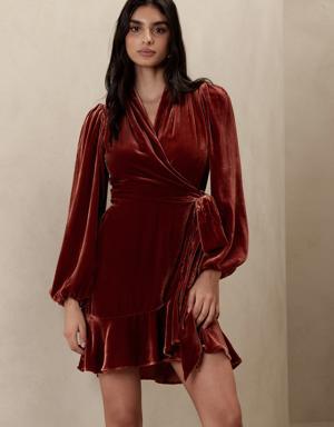 Aida Velvet Wrap Dress red