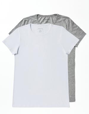 Gri-Beyaz İkili İç Giyim T-Shirt Seti