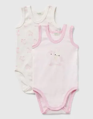 two tank top bodysuits in organic cotton