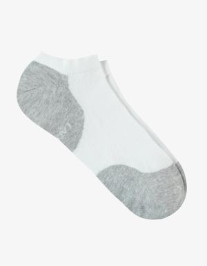 Unisex Renk Bloklu Beyaz Çorap