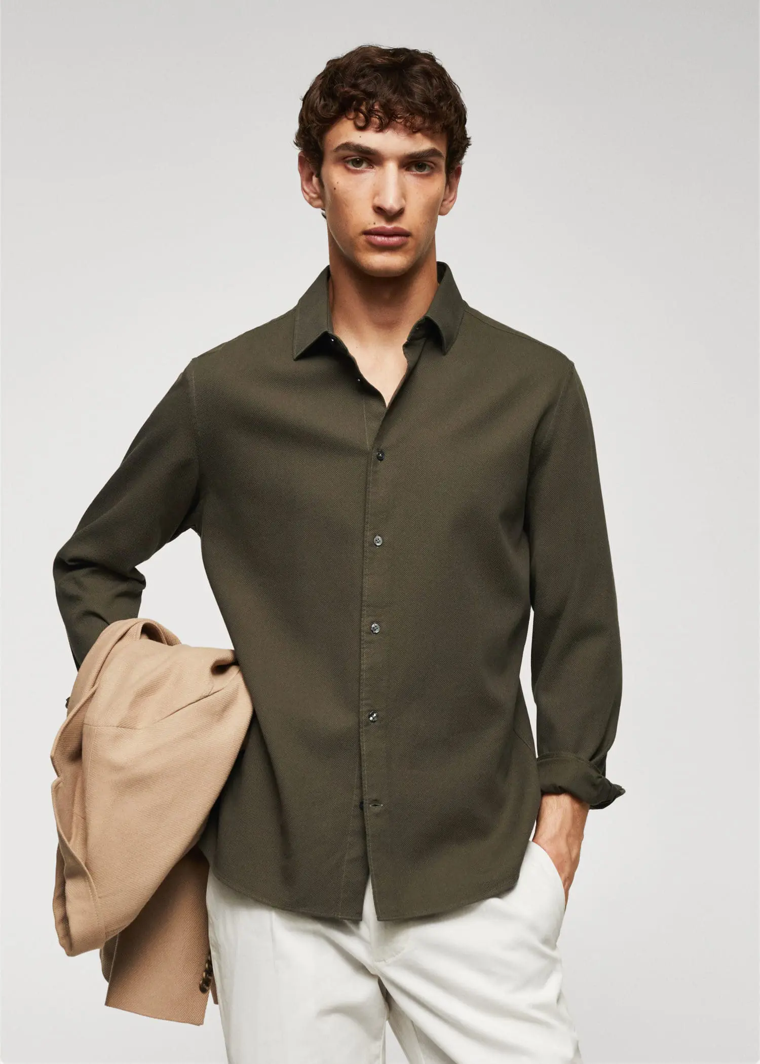 Mango Slim-fit cotton structured shirt. 1