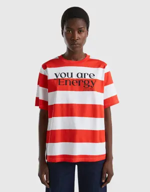 striped t-shirt with slogan