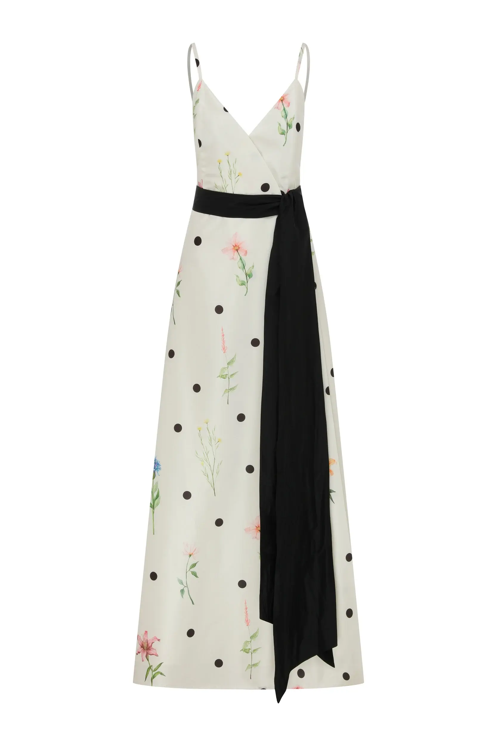 Roman Floral Print Maxi Evening Dress With a Black Bow - 4 / ORIGINAL. 1