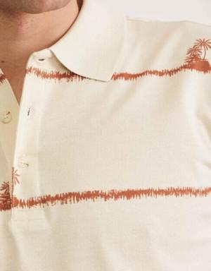 Bisse Erkek Polo Yaka Palmiye Baskılı Pike T-Shirt KREM. 3 Bisse Erkek Polo Yaka Palmiye Baskılı Pike T-Shirt KREM. 3