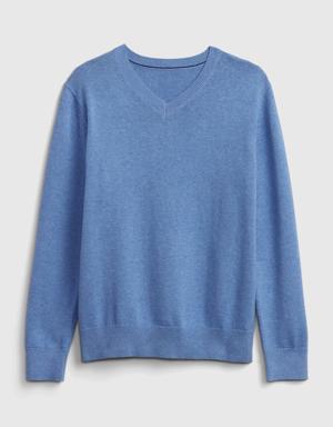 Kids Organic Cotton Uniform Sweater blue