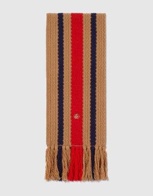 Striped knit wool scarf