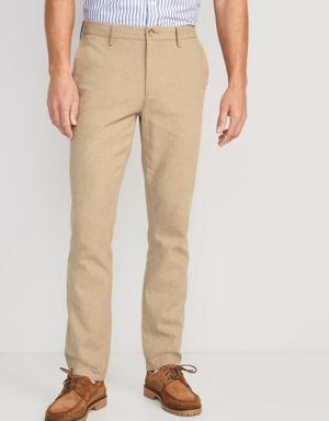 Slim Rotation Linen-Blend Chino Pants for Men beige