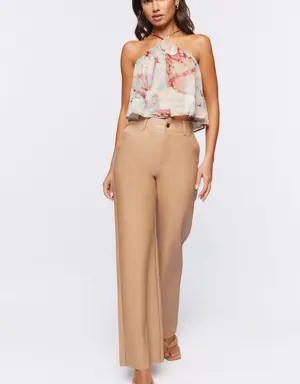 Forever 21 Faux Leather Wide Leg Pants Tan