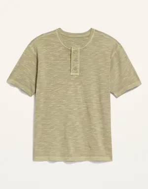 Garment-Dyed Workwear Henley T-Shirt for Men green