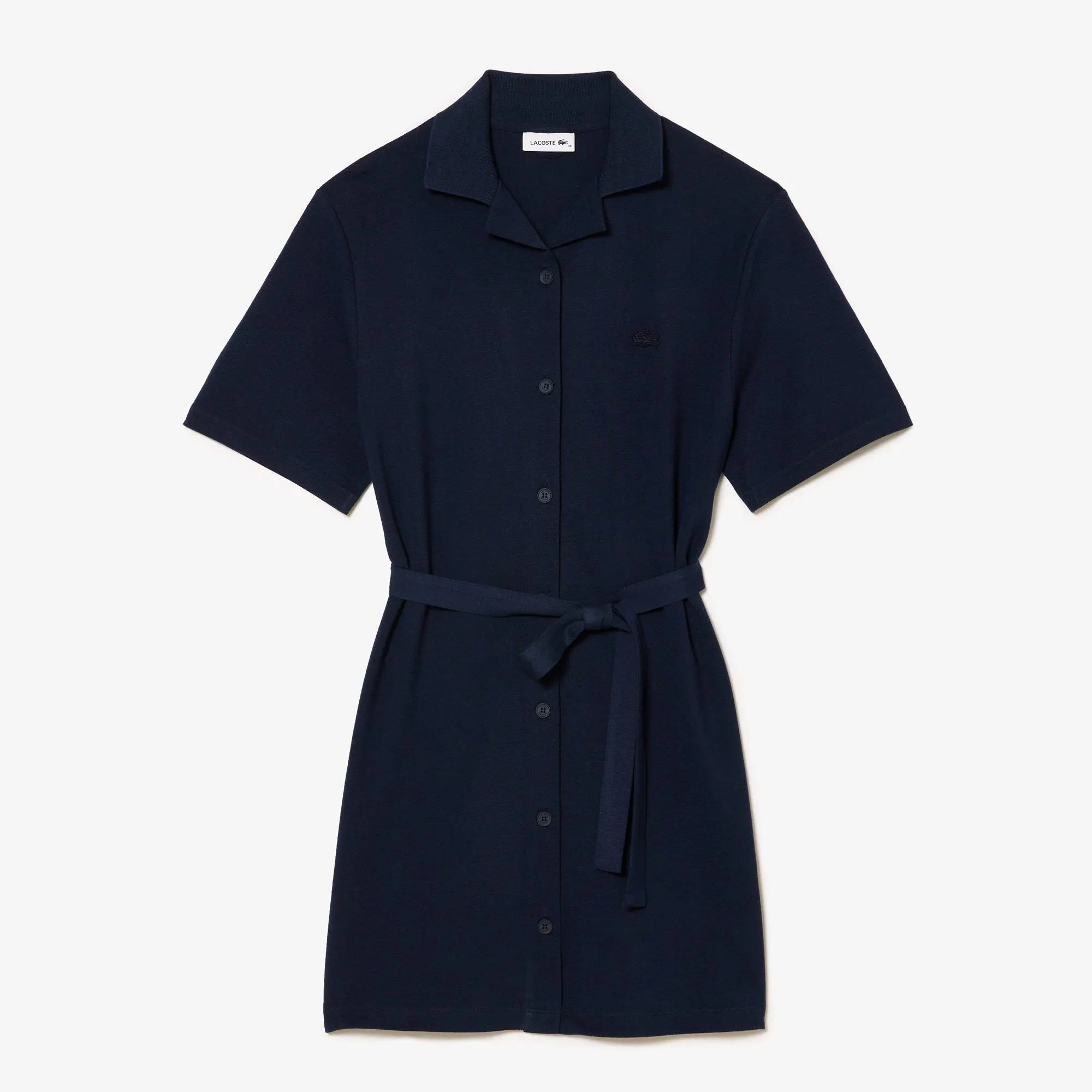 Lacoste Women’s Lacoste Linen/Cotton Blend Belted Button Dress. 2