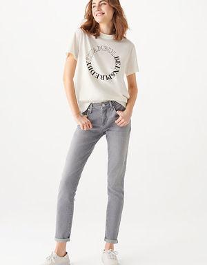Ada Gölgeli Duman Gri Vintage Jean Pantolon