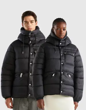 heavy padded jacket with detachable hood