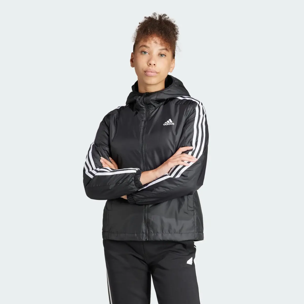 Adidas Essentials 3-Stripes Insulated Hooded Jacket. 2