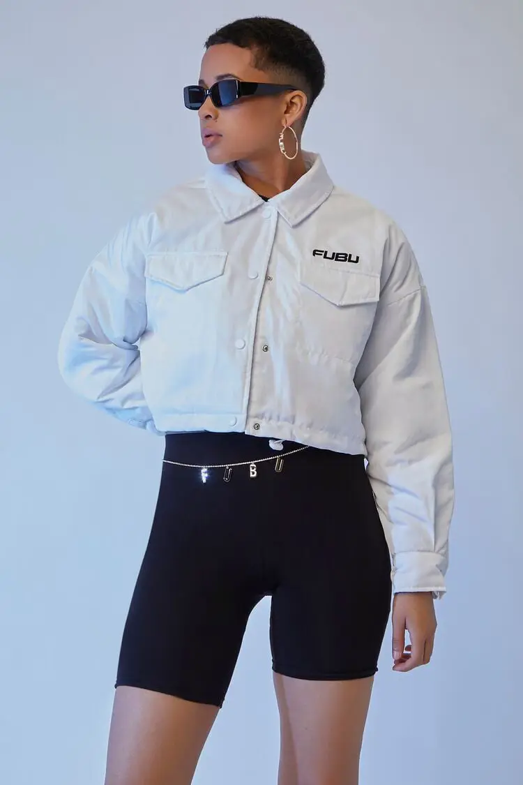 Forever 21 Forever 21 FUBU Toggle Hem Cropped Jacket White/Black. 1