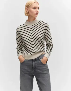 Pull-over rayures col montant