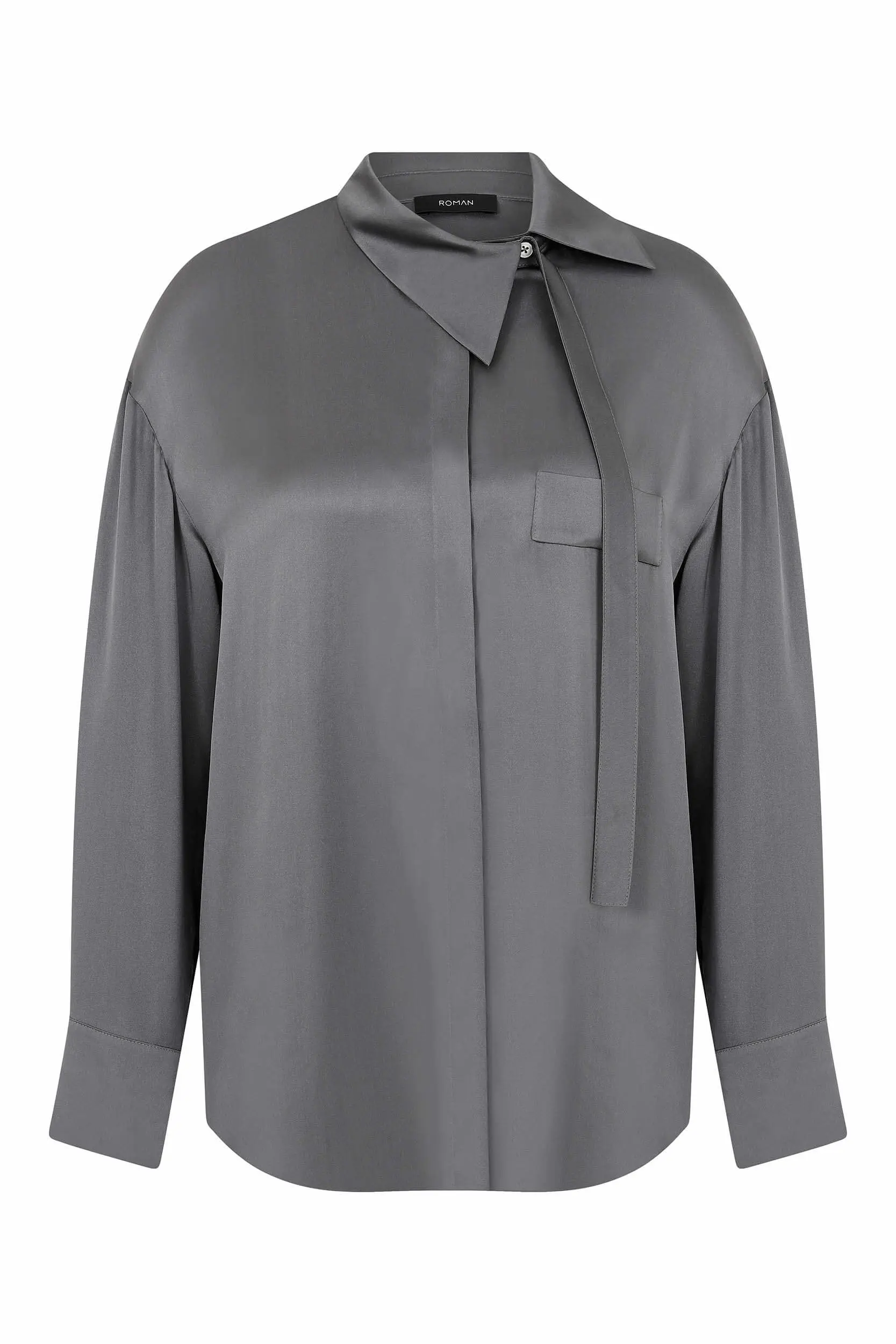 Roman Elegant Solid Shirt - 4 / DARK GREY. 1